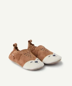 Chaussons bébé garçon marron motif renard
