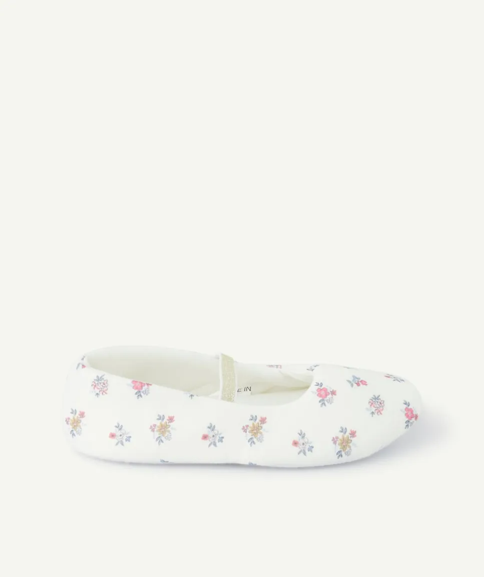 Chaussons fille blancs imprimés floraux