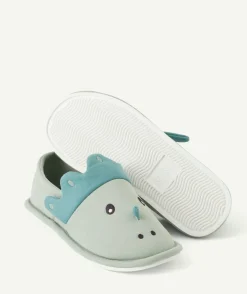 Chaussons garçon vert imprimé dinosaure