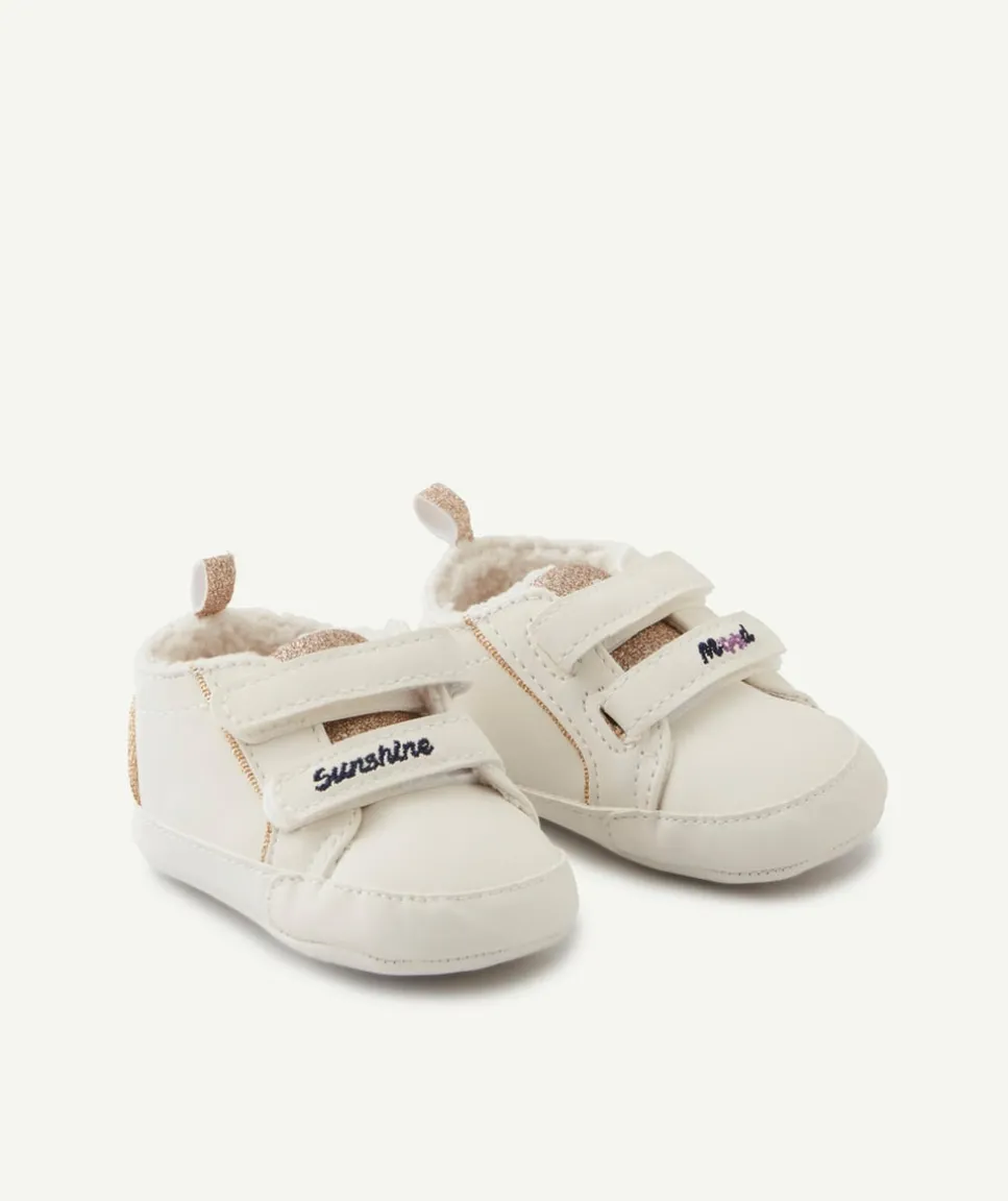 Chaussons style baskets bébé blanche avec paillettes