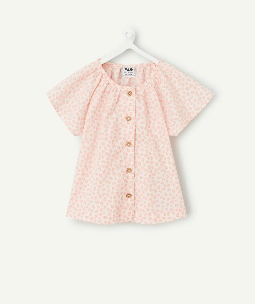Chemise bébé fille manches courtes léopard rose