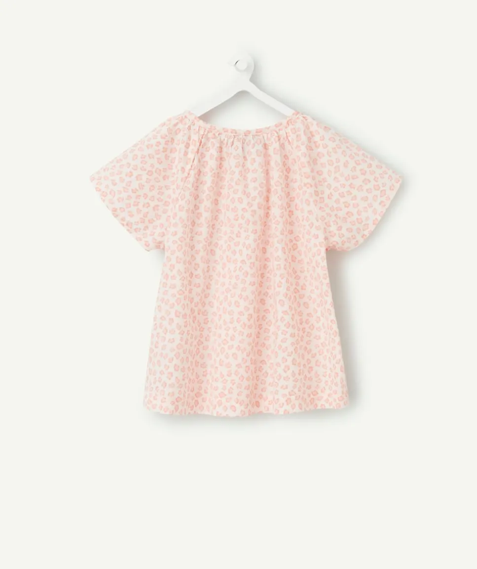 Chemise bébé fille manches courtes léopard rose