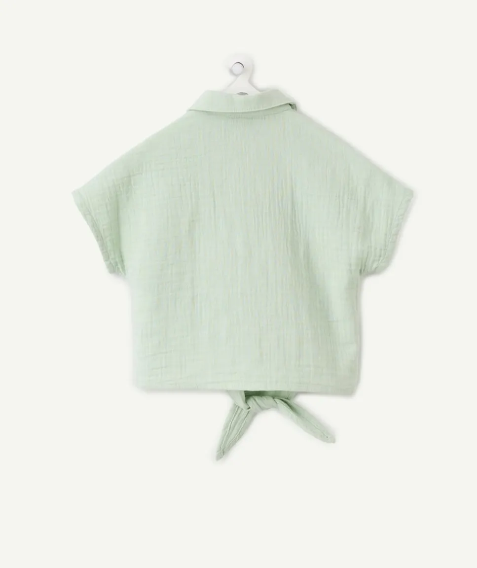 Chemise bébé fille verte nouée