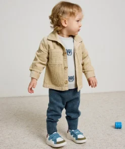 Chemise bébé garçon beige en velours côtelé