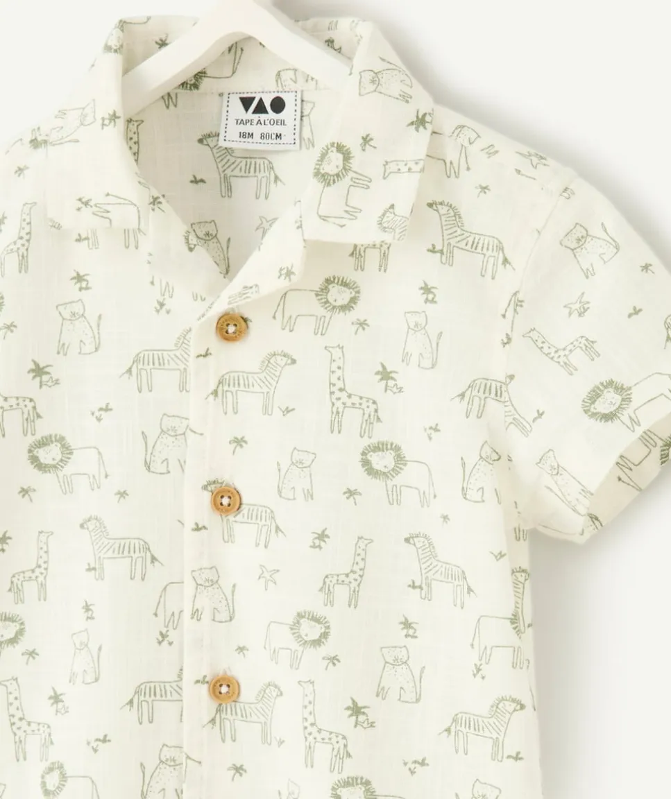 Chemise bébé garçon blanche imprimé animaux