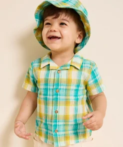Chemise bébé garçon à carreaux avec bob
