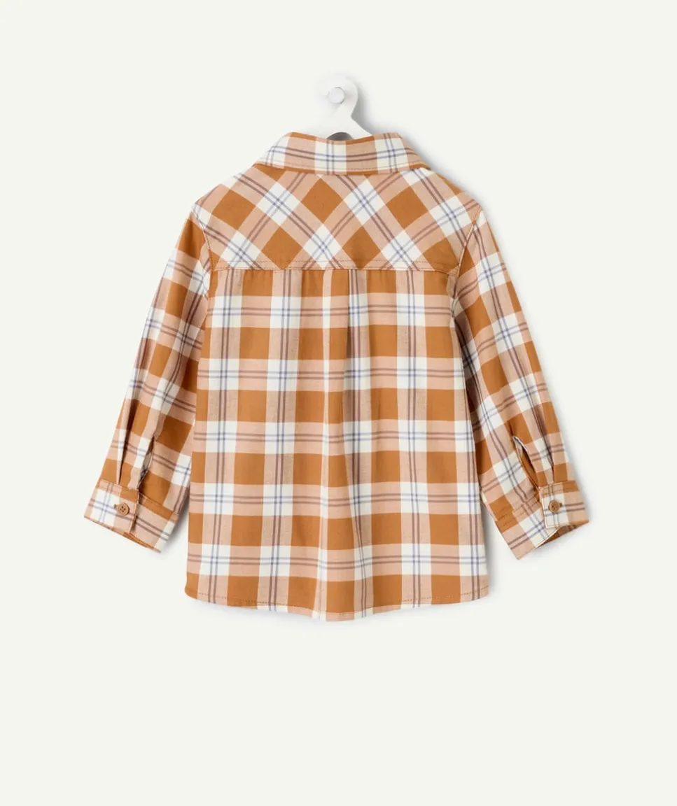 Chemise bébé garçon à carreaux camel