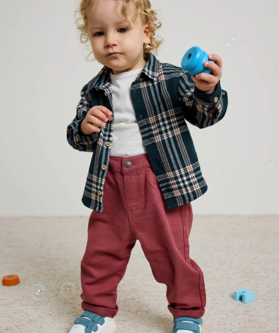 Chemise bébé garçon en coton à carreaux