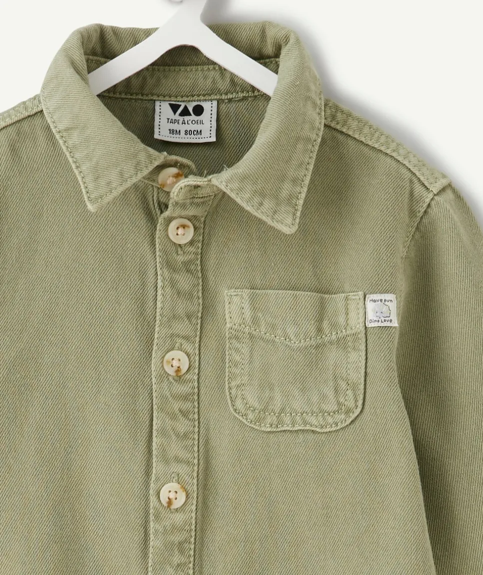 Chemise bébé garçon en jean vert