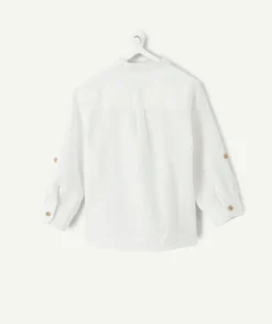 Chemise bébé garçon lin blanc col mao