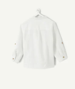 Chemise bébé garçon lin blanc col mao