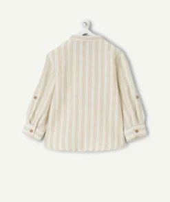 Chemise bébé garçon rayée beige