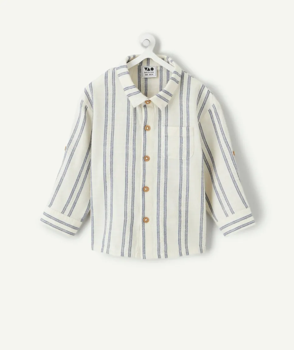 Chemise bébé garçon rayée blanc et bleu