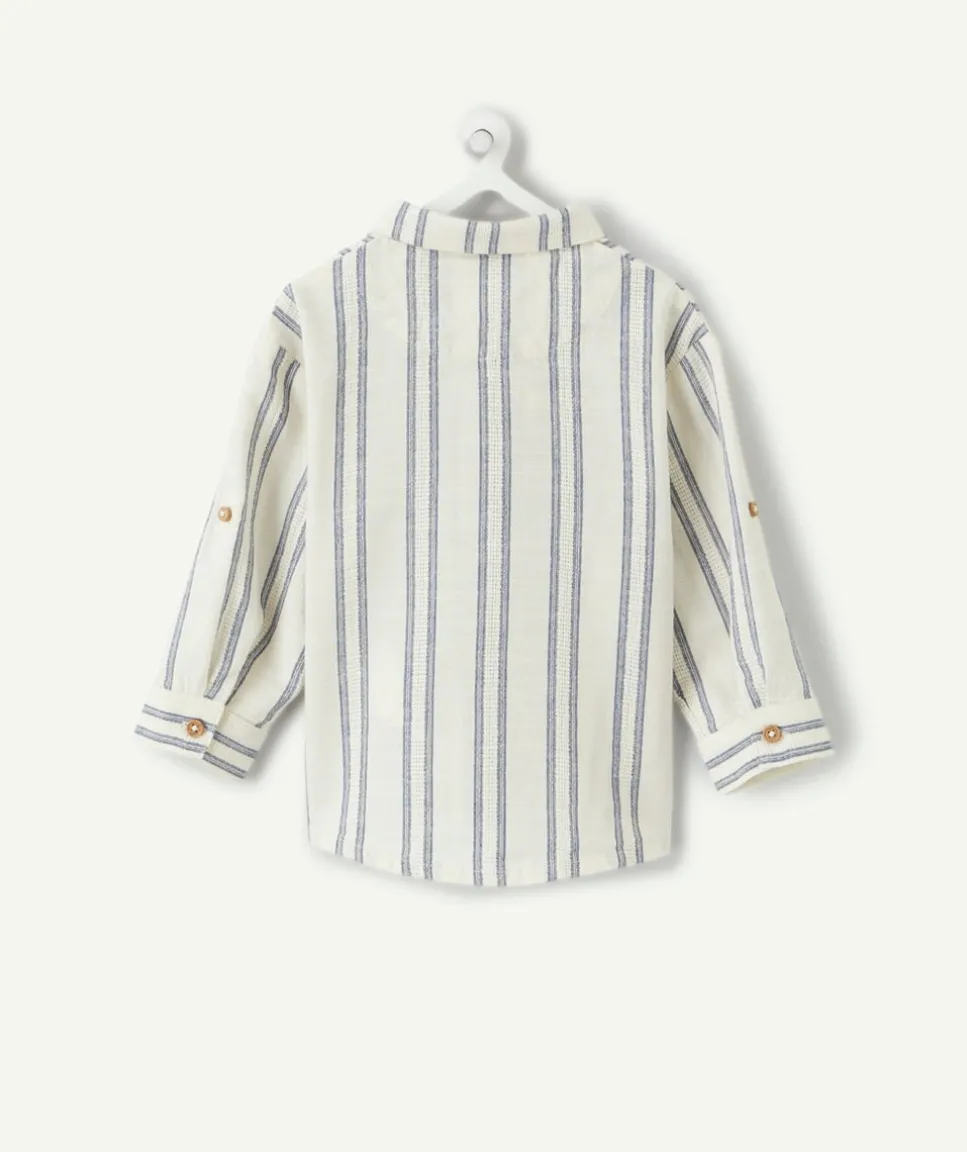 Chemise bébé garçon rayée blanc et bleu
