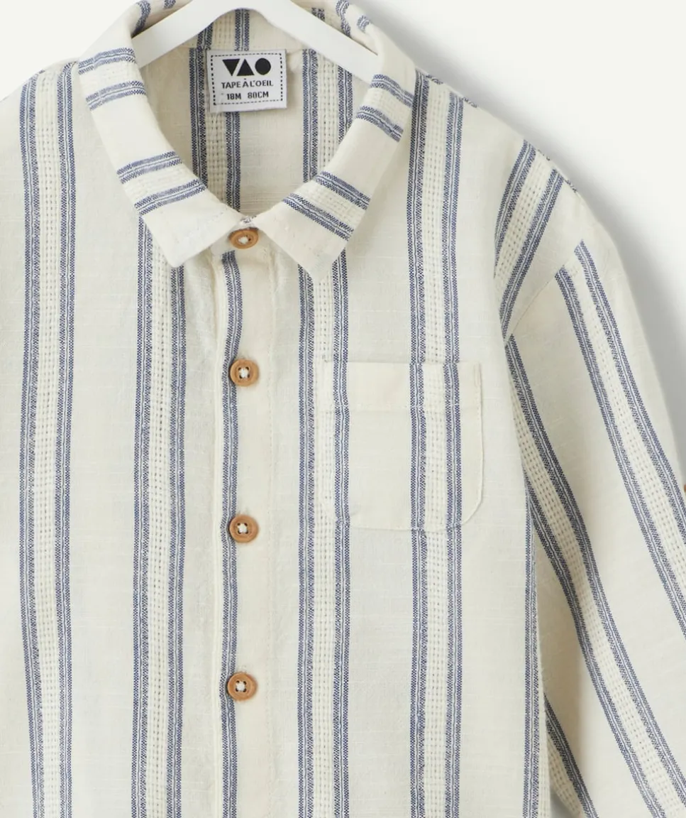 Chemise bébé garçon rayée blanc et bleu