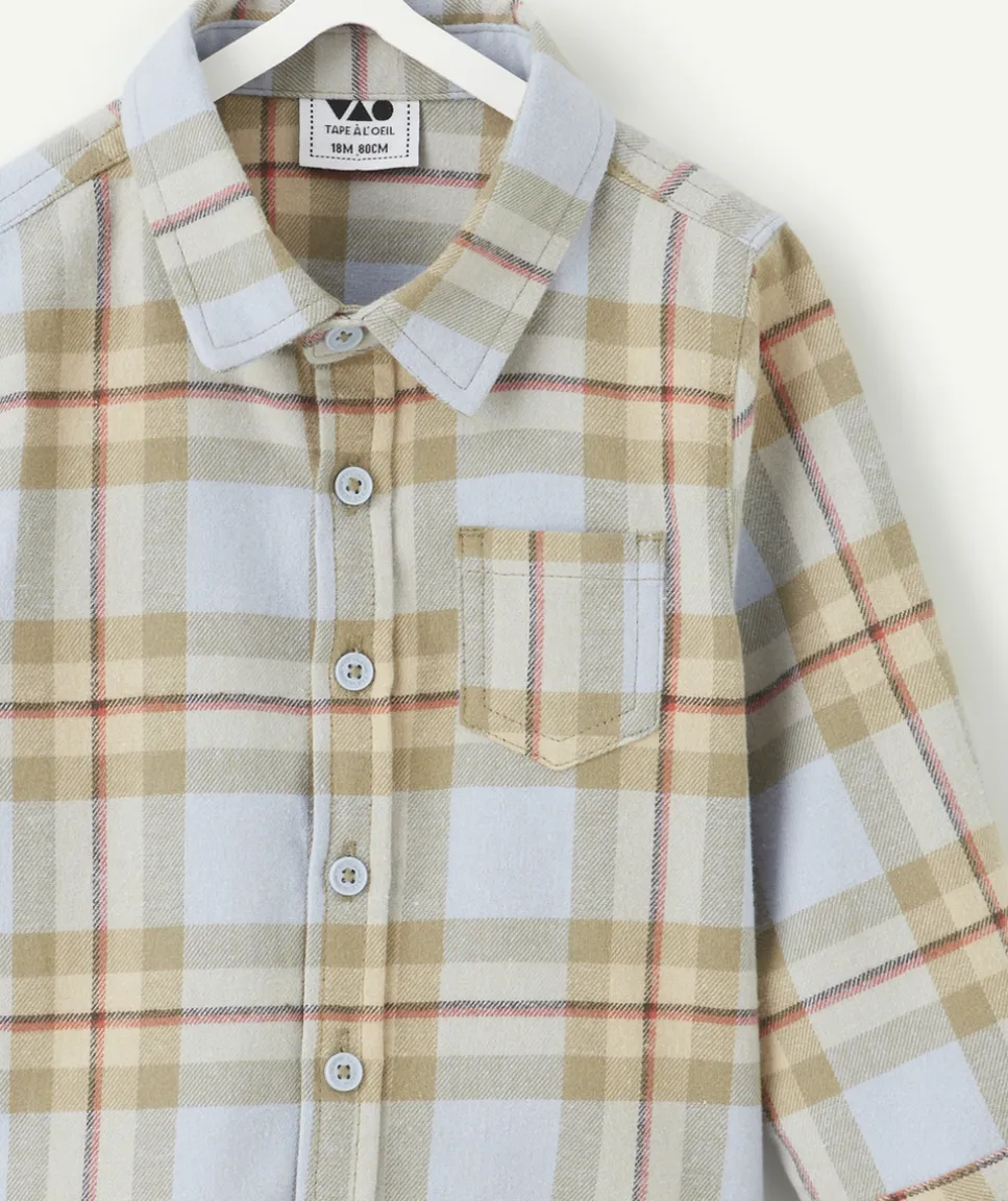 Chemise bleue bébé garçon à carreaux