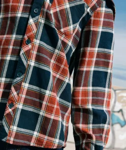 Chemise à capuche à carreaux garçon marine et bordeaux