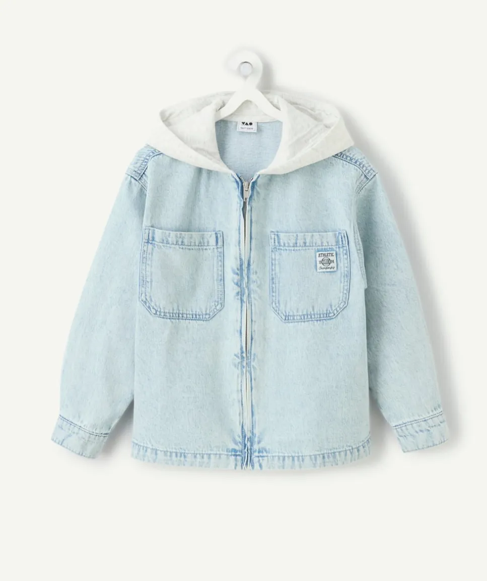 Chemise à capuche garçon denim bleu