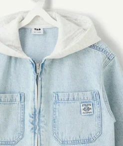 Chemise à capuche garçon denim bleu