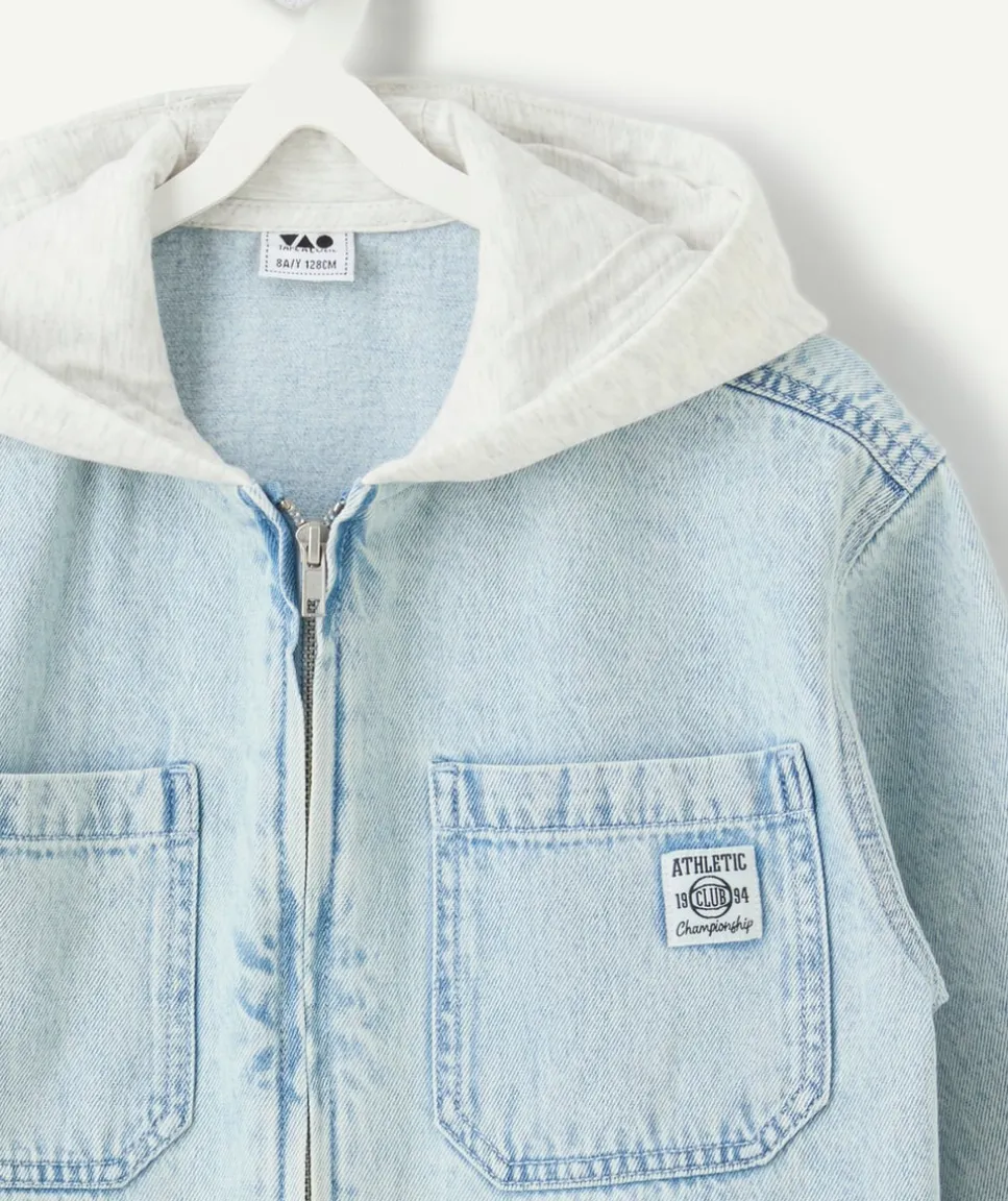 Chemise à capuche garçon denim bleu