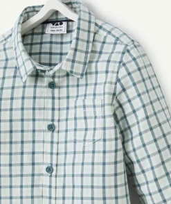 Chemise à carreaux bébé garçon en coton vert avec poche