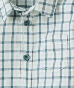 Chemise à carreaux bébé garçon en coton vert avec poche
