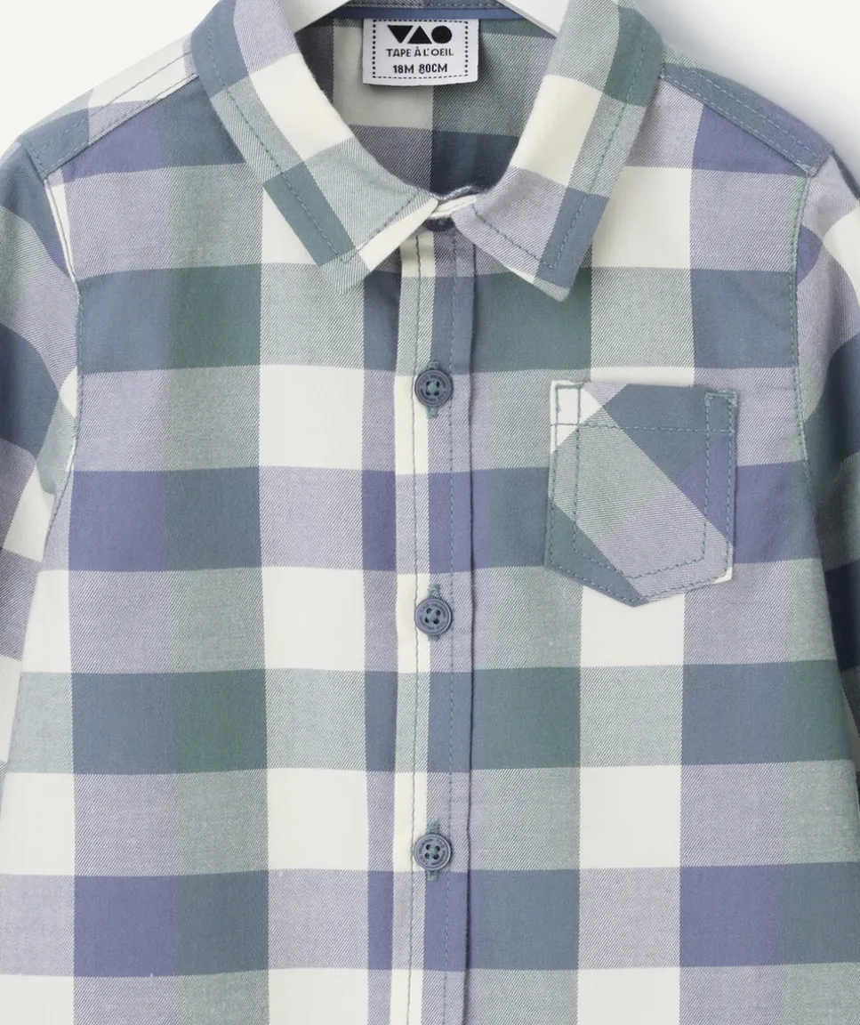 Chemise à carreaux bleus garçon