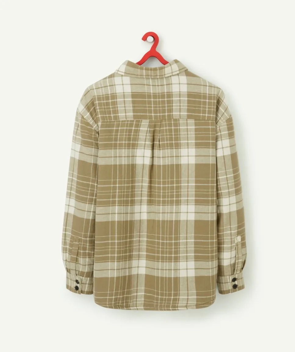 Chemise à carreaux garçon verte doublée en sherpa
