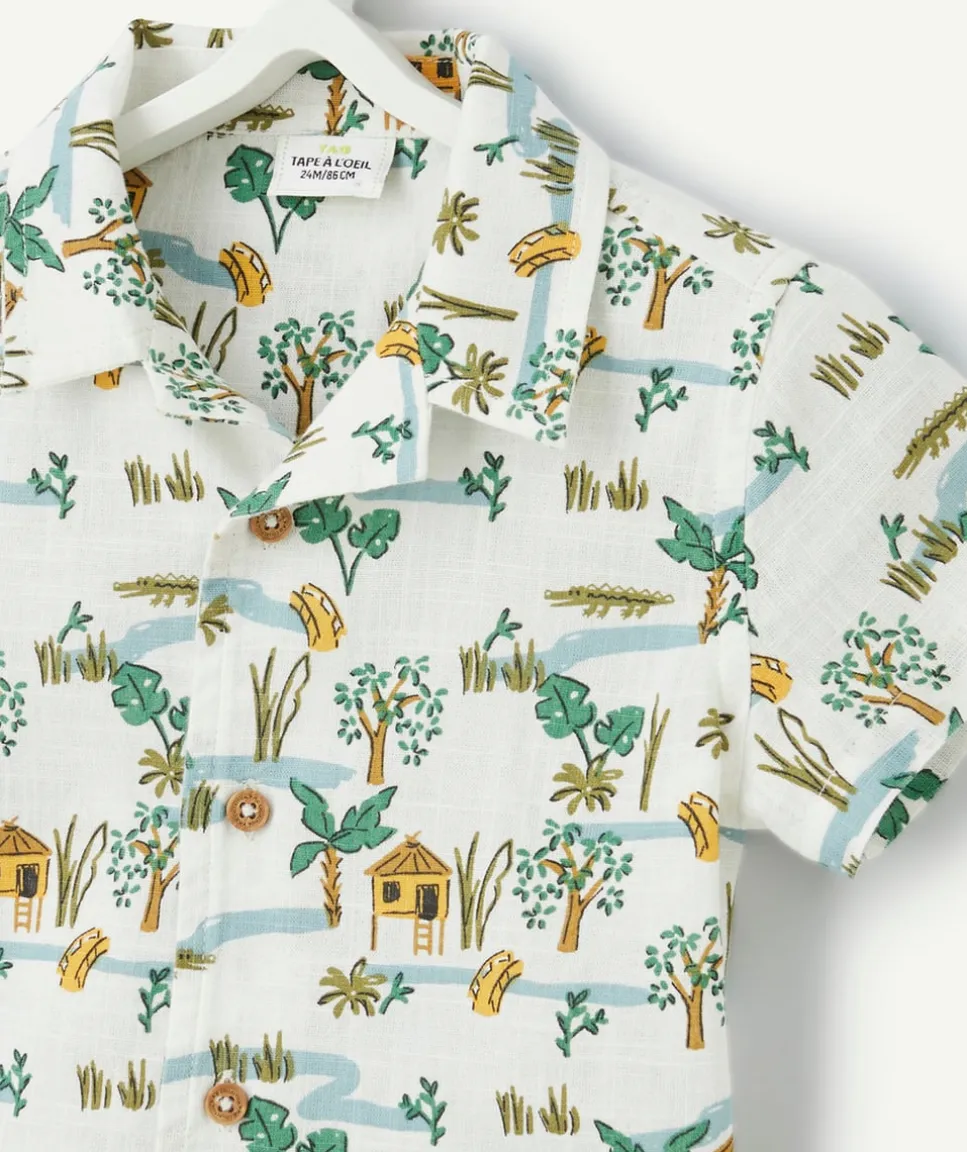 Chemise d'été manches courtes bébé garçon avec imprimé cabanes