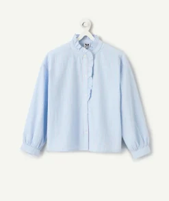 Chemise fille bleu à rayures