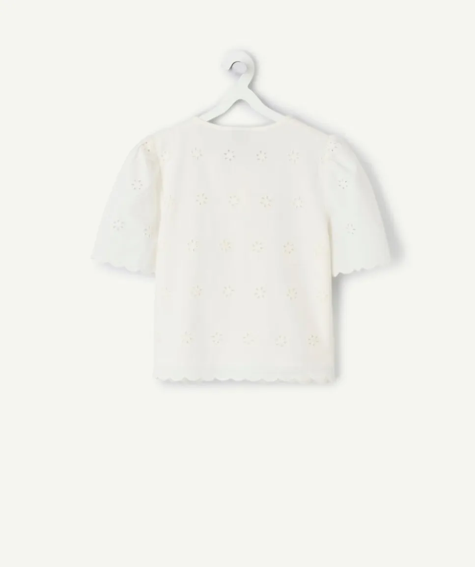 Chemise fille écru broderie anglaise