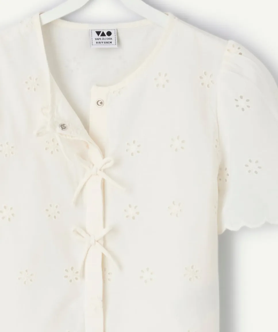 Chemise fille écru broderie anglaise