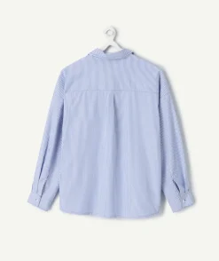 Chemise fille droite bleue rayée