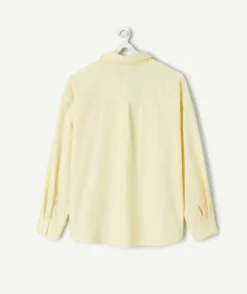 Chemise fille droite jaune rayée