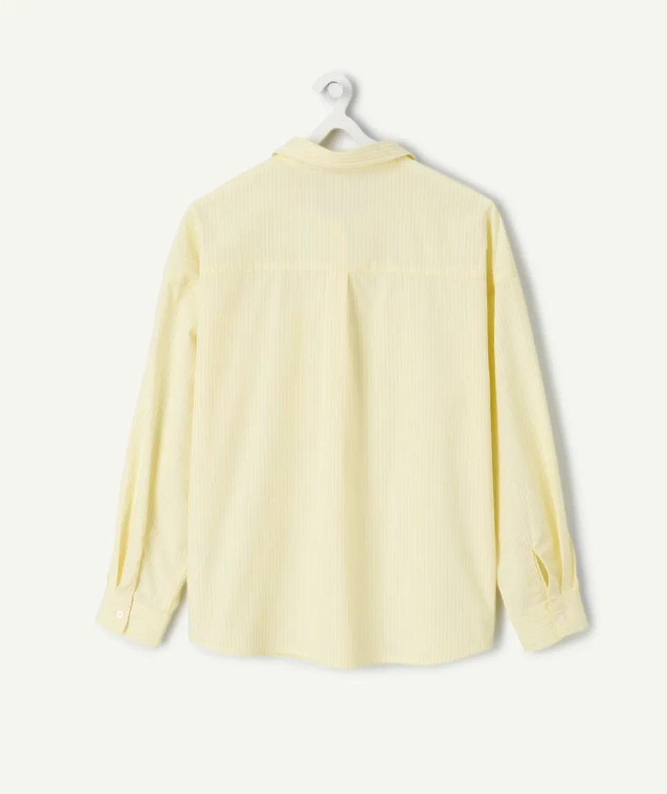 Chemise fille droite jaune rayée