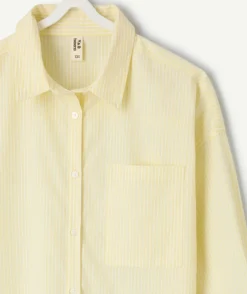 Chemise fille droite jaune rayée