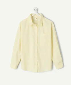 Chemise fille droite jaune rayée
