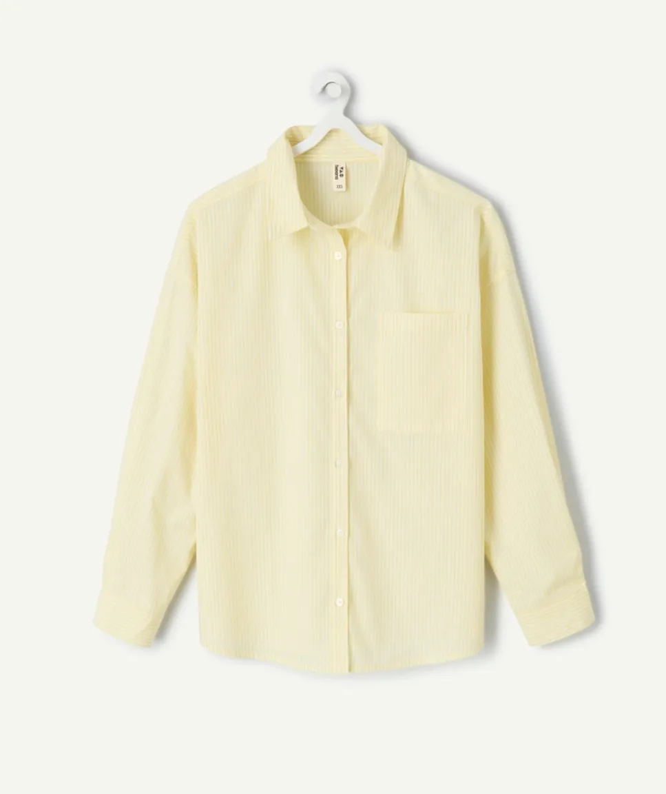 Chemise fille droite jaune rayée