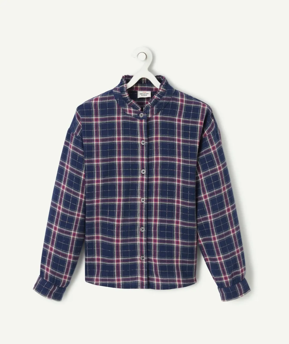 Chemise fille en coton bio à carreaux