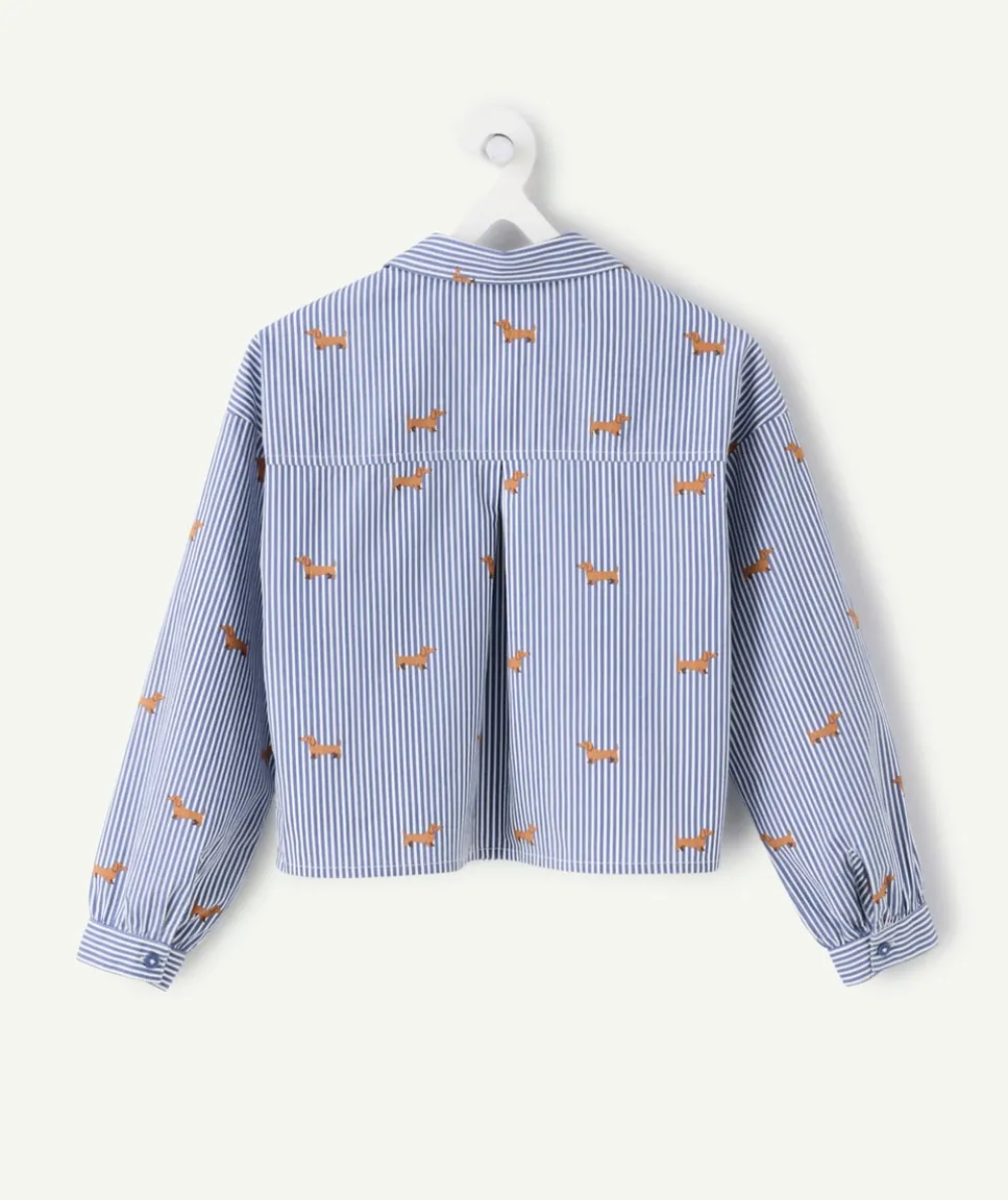Chemise fille manches longues imprimé rayé