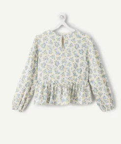 Chemise fille manches longues imprimé fleuri