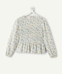 Chemise fille manches longues imprimé fleuri