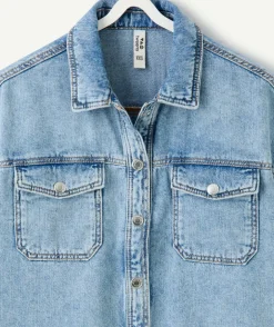 Chemise fille oversize denim clair