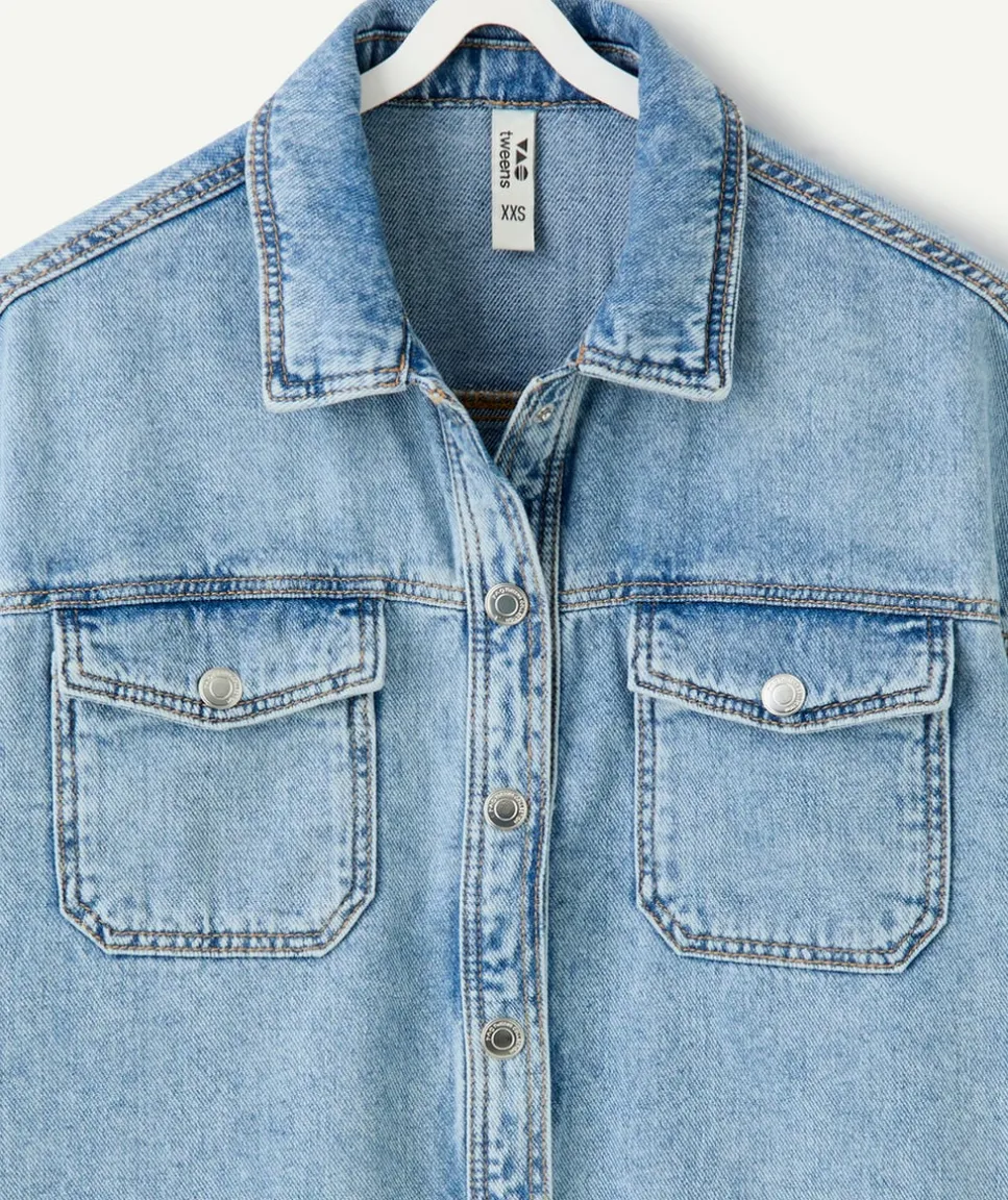 Chemise fille oversize denim clair