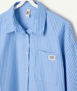 Chemise fille oversize rayée bleue