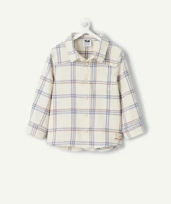 Chemise garçon à carreaux beige
