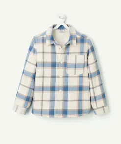 Chemise garçon à carreaux bleu et blanc