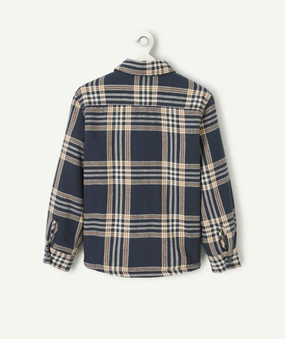 Chemise garçon à carreaux manches longues avec intérieur en sherpa