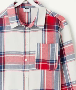 Chemise garçon à carreaux rouge et bleu