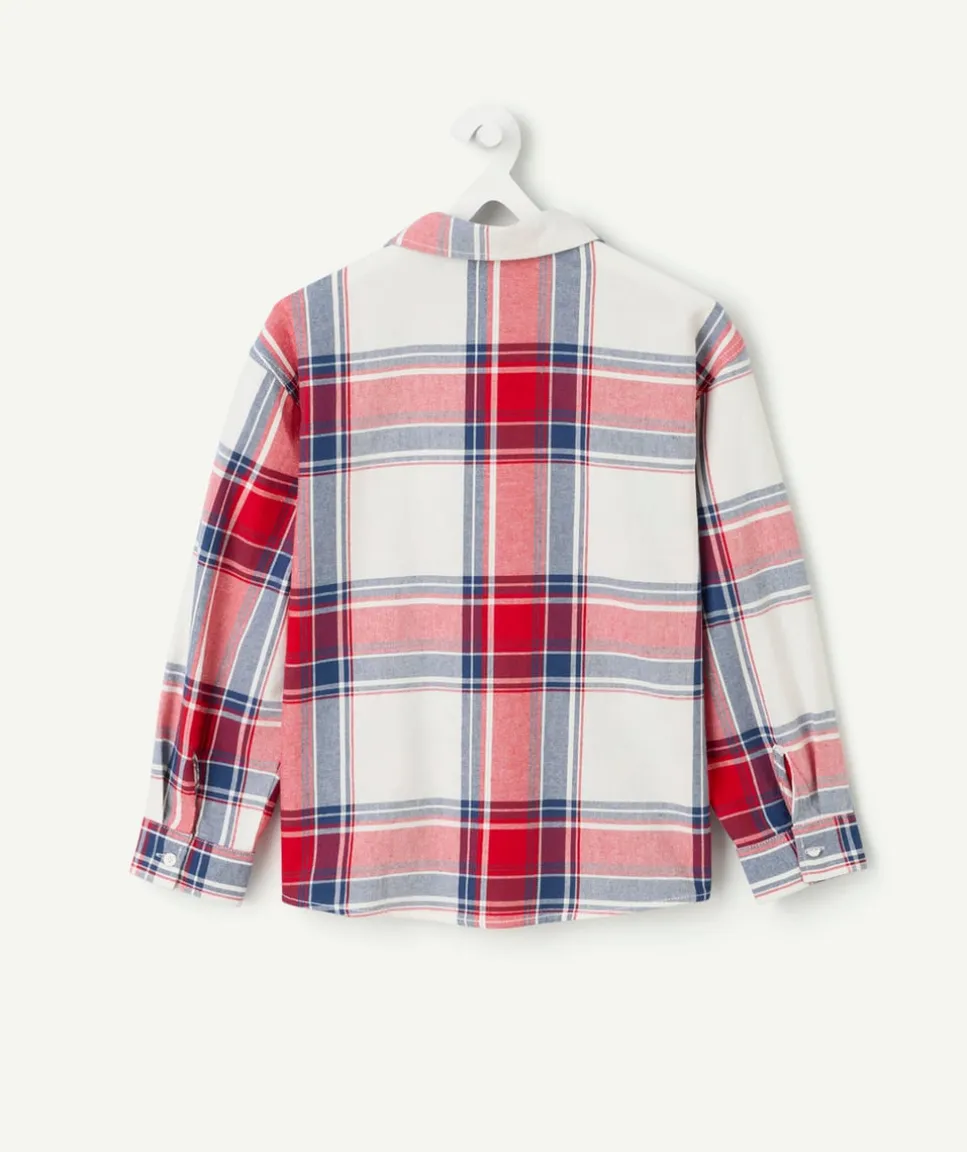 Chemise garçon à carreaux rouge et bleu